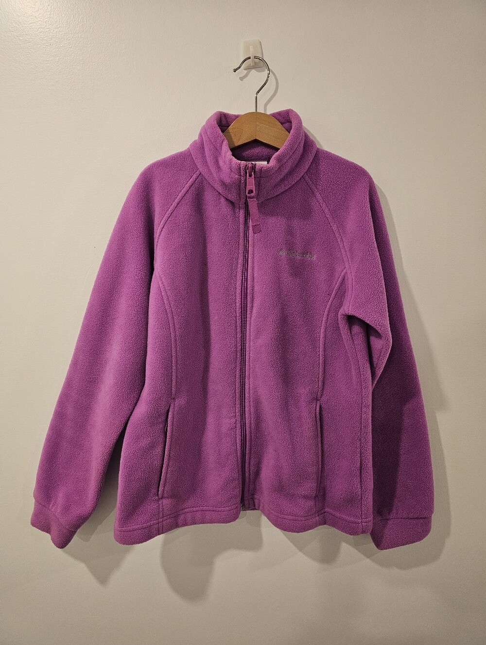 🧸2/20$ Columbia Full Zip Fleece Jacket Pink Size Medium Youth (10-12T)